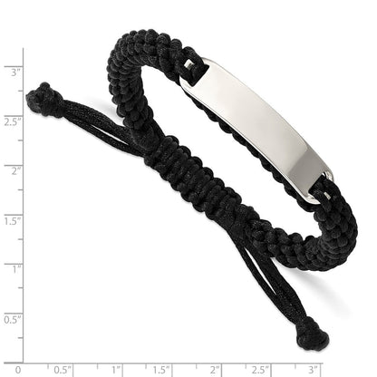 Edelstahl Chisel Poliert Schwarz Stoff Verstellbar Id Armband