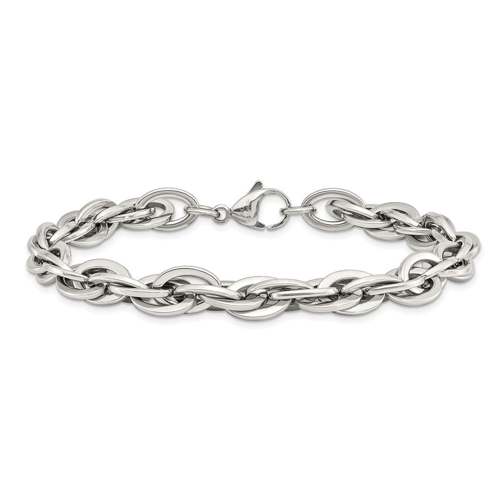 Chisel Edelstahl Poliert 8 Oval Knöpfe Gliederarmband