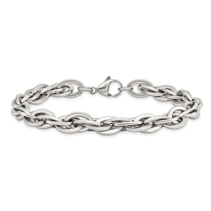 Chisel Edelstahl Poliert 8 Oval Knöpfe Gliederarmband