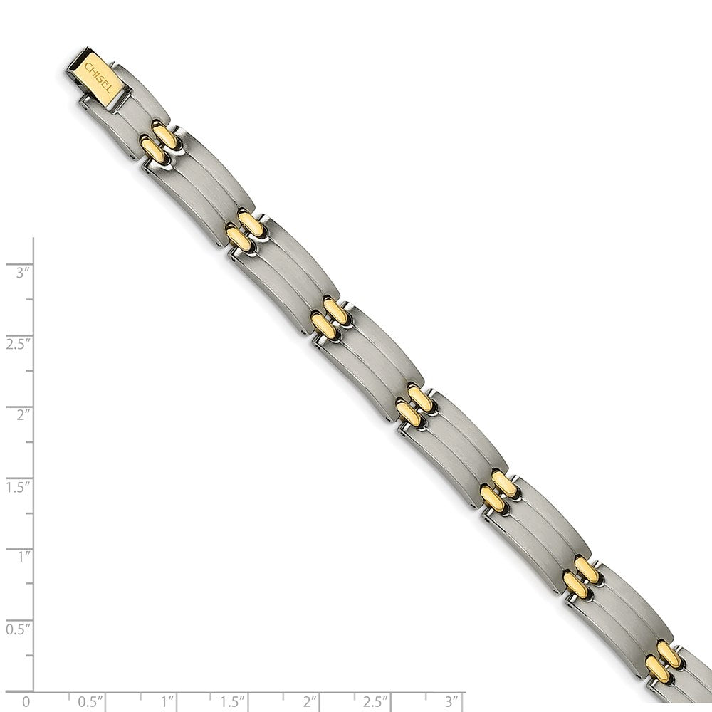 Edelstahl Chisel Gebürstet und Poliert Gelb Ip-beschichtet 8.75 Zoll Glieder Armband