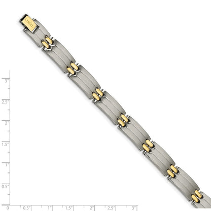 Edelstahl Chisel Gebürstet und Poliert Gelb Ip-beschichtet 8.75 Zoll Glieder Armband