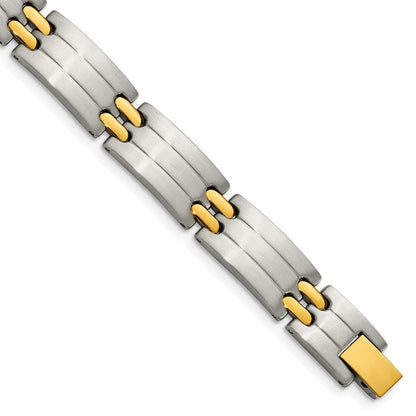 Edelstahl Chisel Gebürstet und Poliert Gelb Ip-beschichtet 8.75 Zoll Glieder Armband