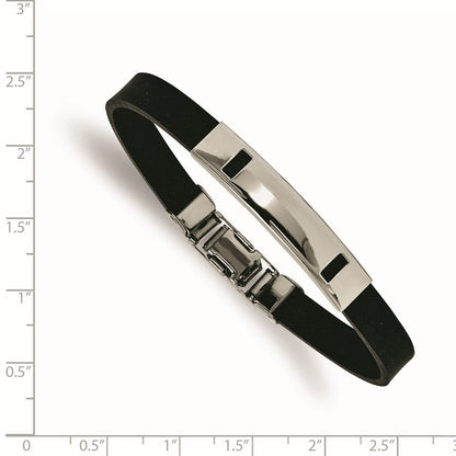 8.5 Zoll Edelstahl Schwarz Gummi 8.5 Zoll Armband