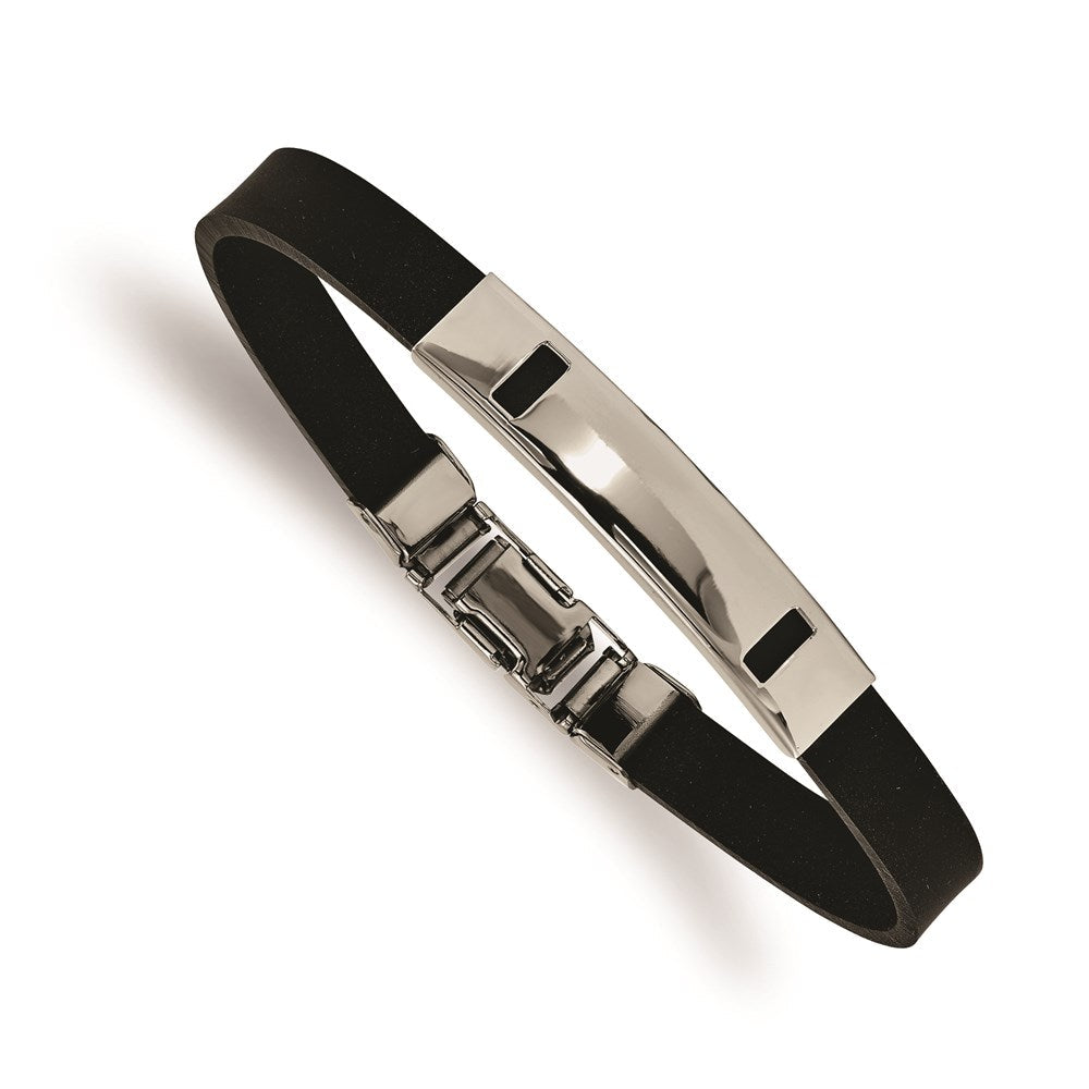 8.5 Zoll Edelstahl Schwarz Gummi 8.5 Zoll Armband