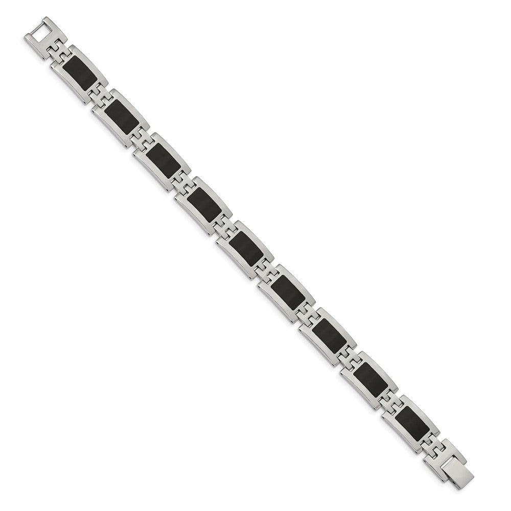 Edelstahl Chisel Poliert mit Schwarz Emaille 9 Zoll Glieder Armband