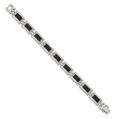 Edelstahl Chisel Poliert mit Schwarz Emaille 9 Zoll Glieder Armband