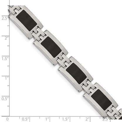 Edelstahl Chisel Poliert mit Schwarz Emaille 9 Zoll Glieder Armband
