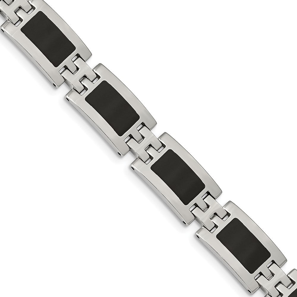 Edelstahl Chisel Poliert mit Schwarz Emaille 9 Zoll Glieder Armband
