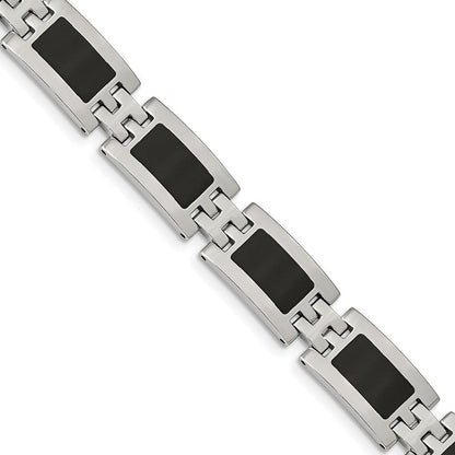 Edelstahl Chisel Poliert mit Schwarz Emaille 9 Zoll Glieder Armband