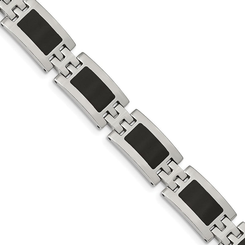 Edelstahl Chisel Poliert mit Schwarz Emaille 9 Zoll Glieder Armband