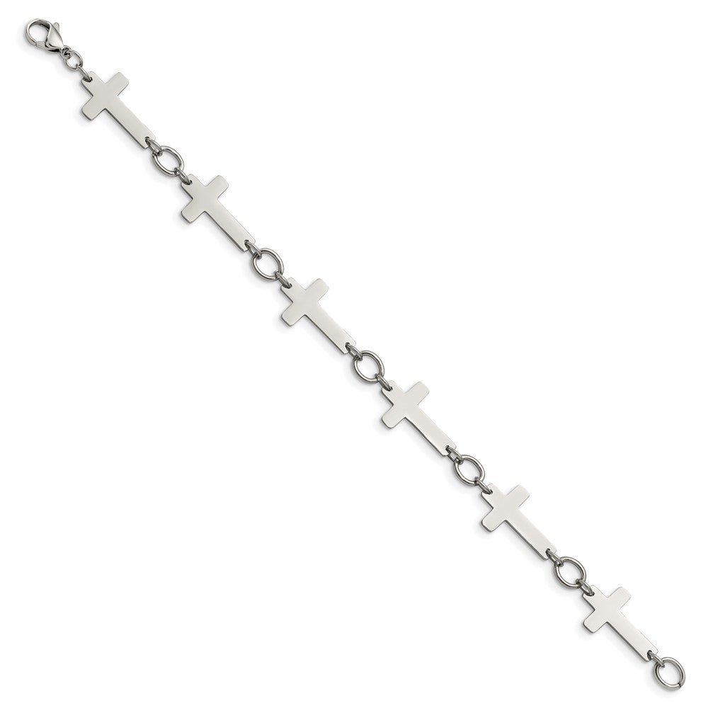Edelstahl Chisel Poliert 8 Zoll Seitlich Kreuz Glieder Armband