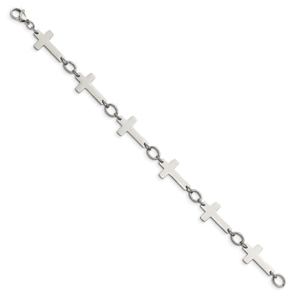 Edelstahl Chisel Poliert 8 Zoll Seitlich Kreuz Glieder Armband
