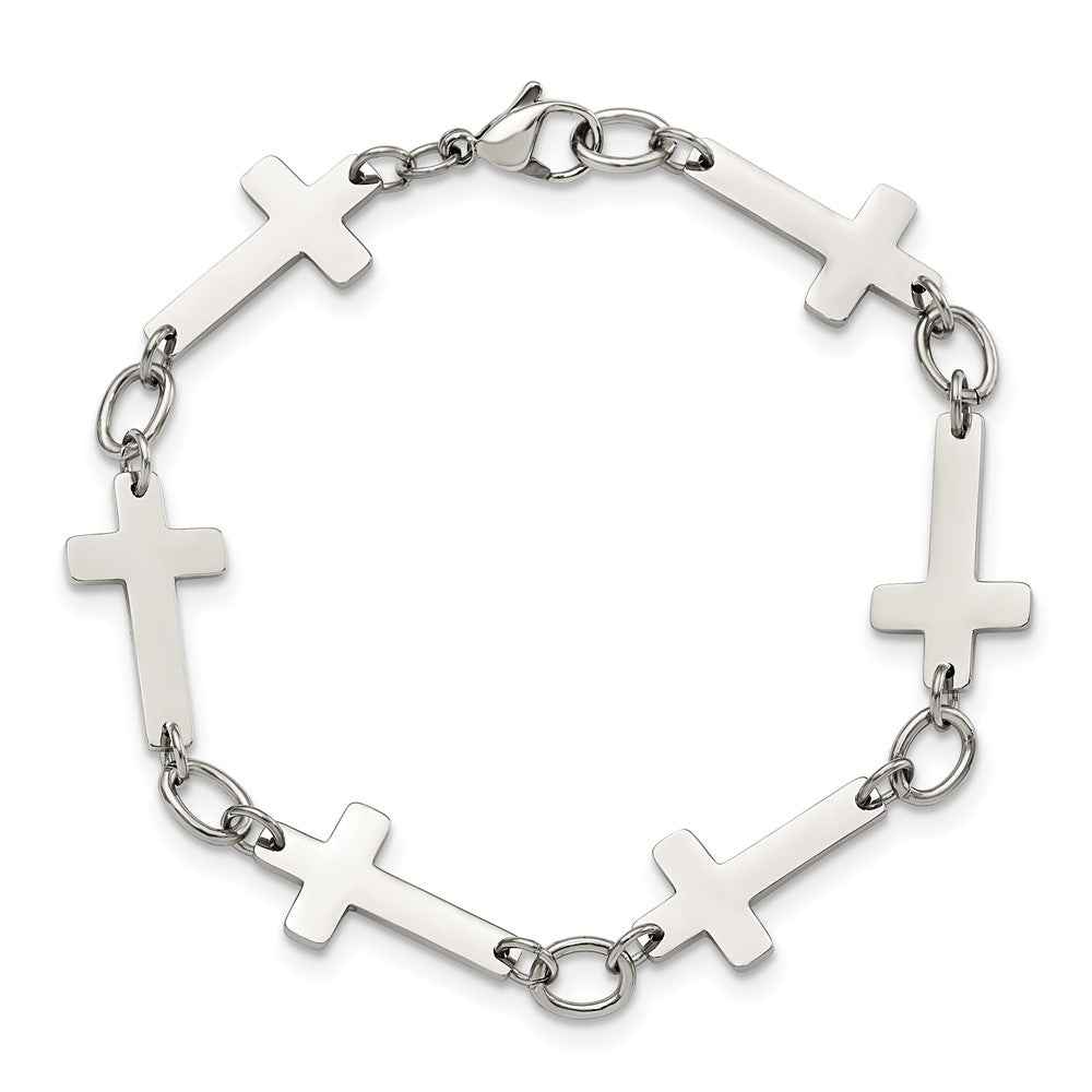Edelstahl Chisel Poliert 8 Zoll Seitlich Kreuz Glieder Armband