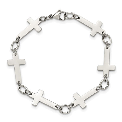 Edelstahl Chisel Poliert 8 Zoll Seitlich Kreuz Glieder Armband