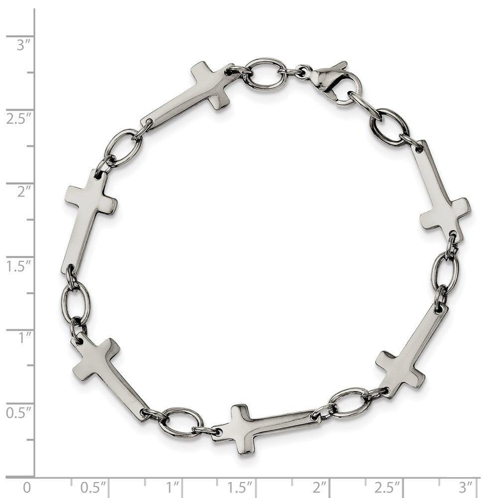 Edelstahl Chisel Poliert 8 Zoll Seitlich Kreuz Glieder Armband