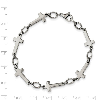 Edelstahl Chisel Poliert 8 Zoll Seitlich Kreuz Glieder Armband