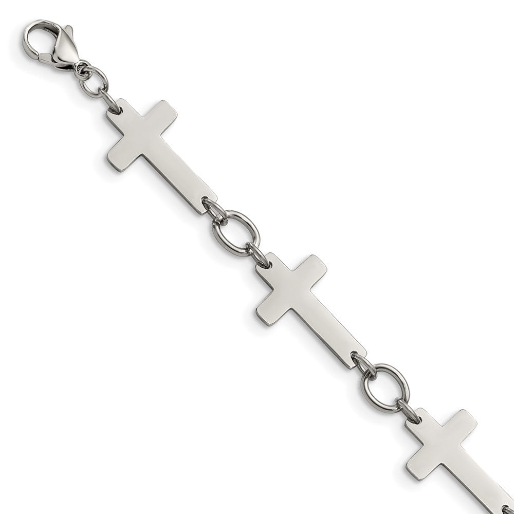 Edelstahl Chisel Poliert 8 Zoll Seitlich Kreuz Glieder Armband