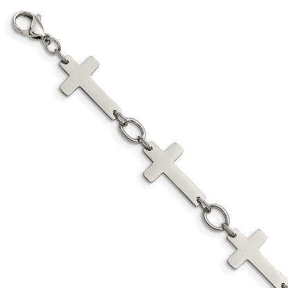 Edelstahl Chisel Poliert 8 Zoll Seitlich Kreuz Glieder Armband