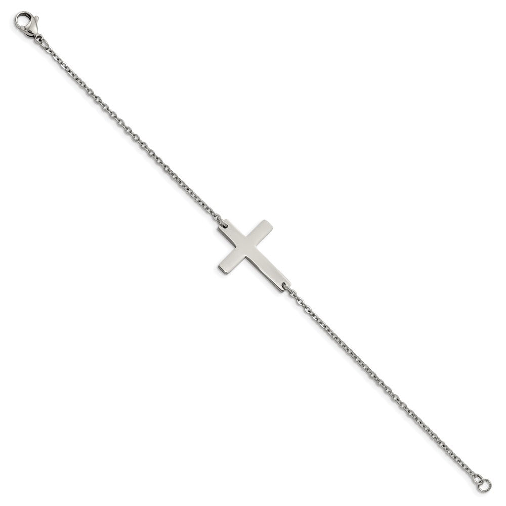 Edelstahl Chisel Poliert Seitlich Kreuz 7.25 Zoll Armband