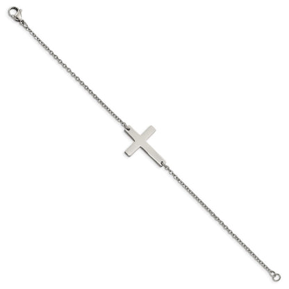 Edelstahl Chisel Poliert Seitlich Kreuz 7.25 Zoll Armband