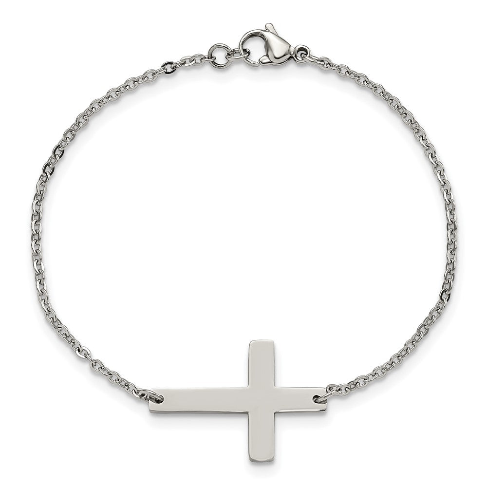 Edelstahl Chisel Poliert Seitlich Kreuz 7.25 Zoll Armband