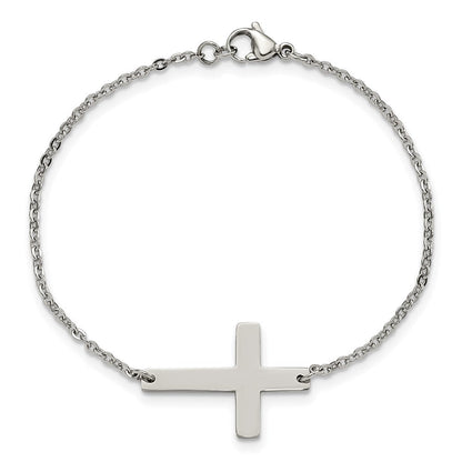 Edelstahl Chisel Poliert Seitlich Kreuz 7.25 Zoll Armband