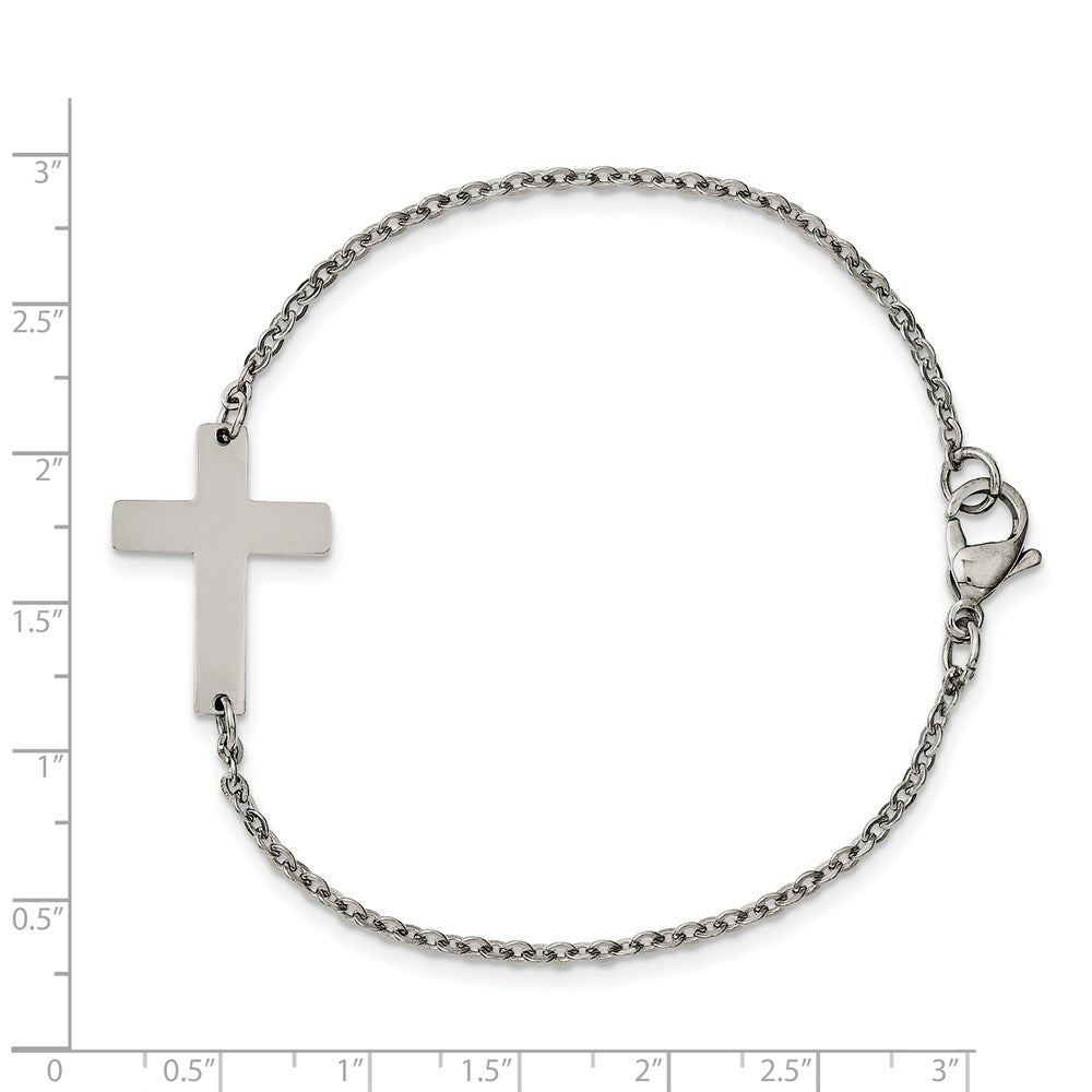 Edelstahl Chisel Poliert Seitlich Kreuz 7.25 Zoll Armband