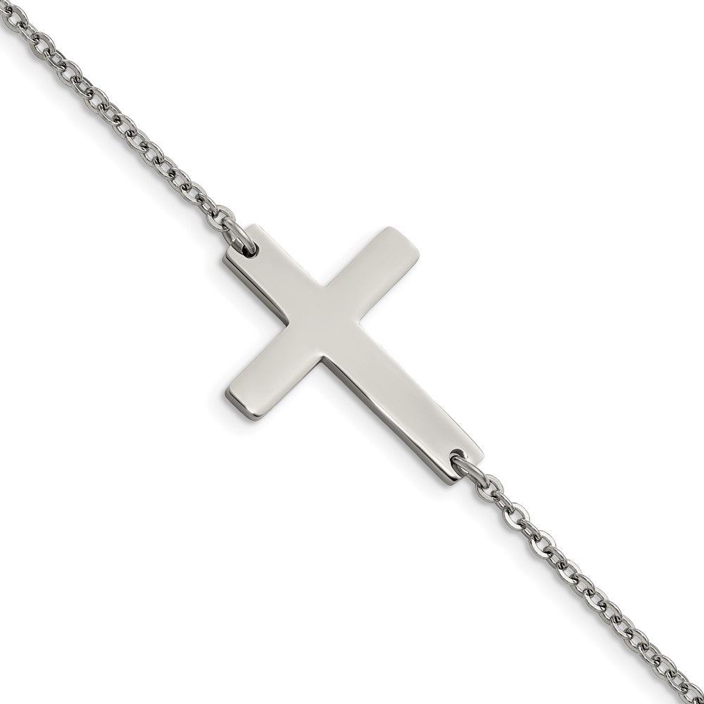 Edelstahl Chisel Poliert Seitlich Kreuz 7.25 Zoll Armband