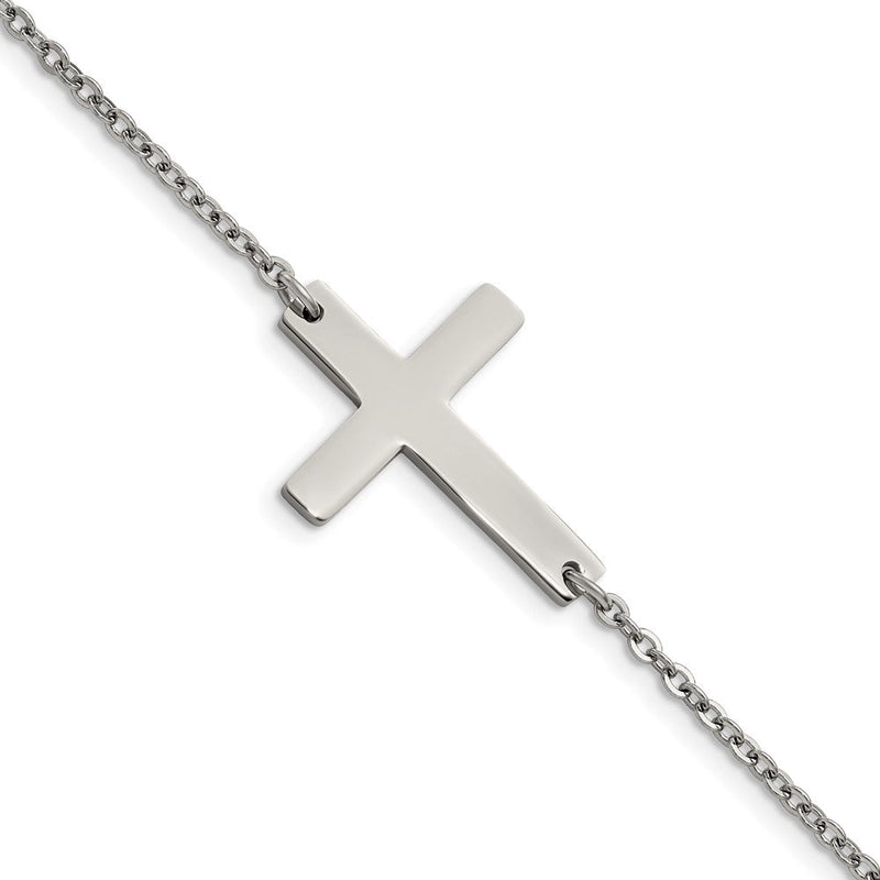 Edelstahl Chisel Poliert Seitlich Kreuz 7.25 Zoll Armband