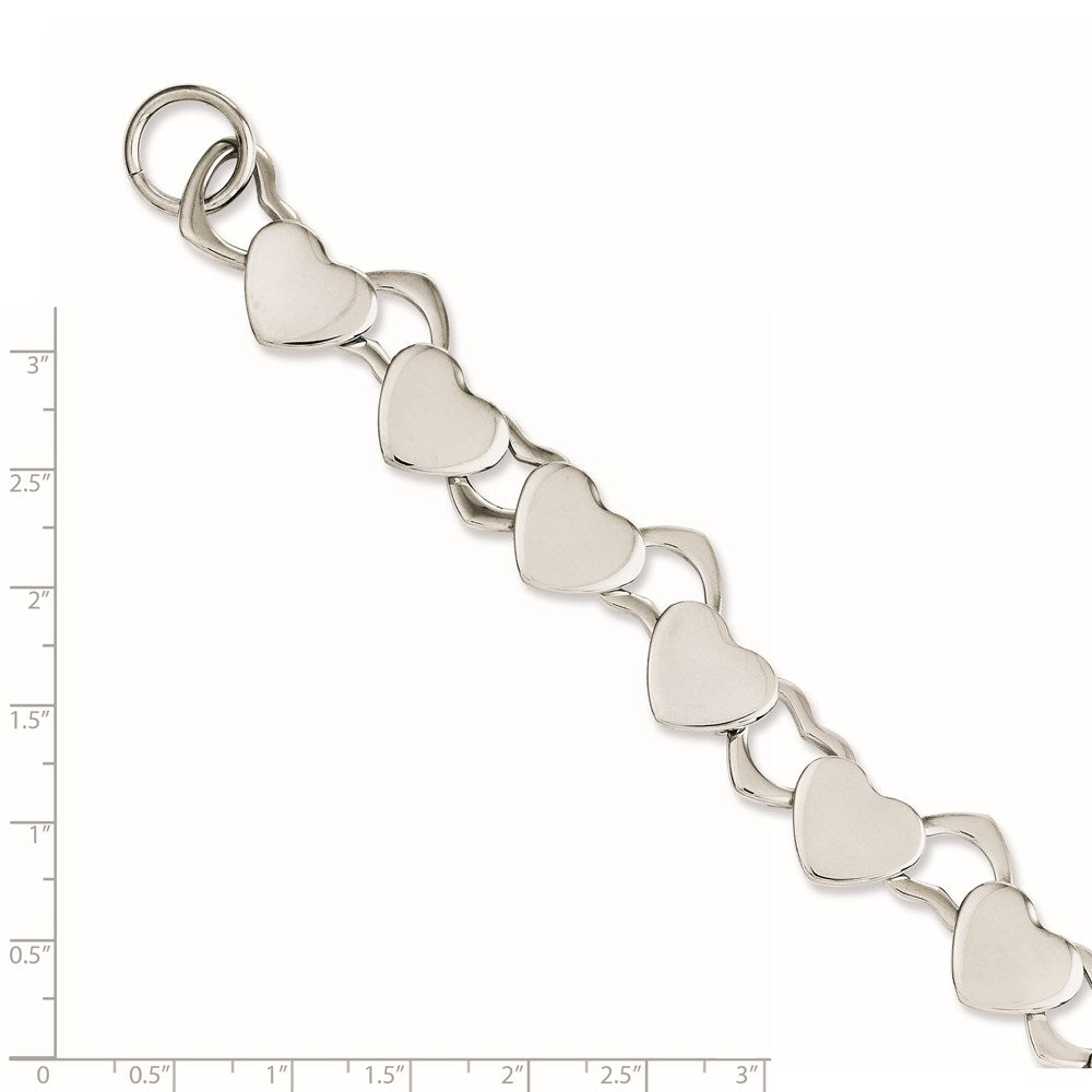 8.5 Zoll Edelstahl Poliert Herzen 8.5 Zoll Knebel Armband