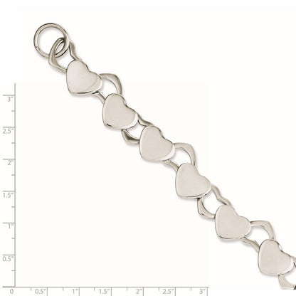 8.5 Zoll Edelstahl Poliert Herzen 8.5 Zoll Knebel Armband