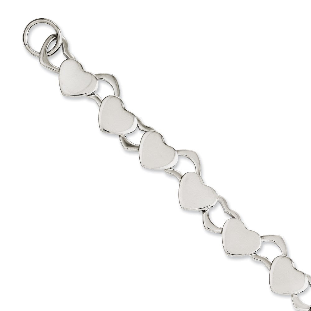 8.5 Zoll Edelstahl Poliert Herzen 8.5 Zoll Knebel Armband