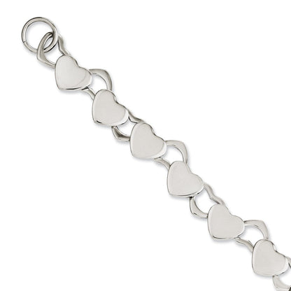 8.5 Zoll Edelstahl Poliert Herzen 8.5 Zoll Knebel Armband