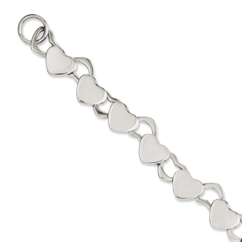 8.5 Zoll Edelstahl Poliert Herzen 8.5 Zoll Knebel Armband