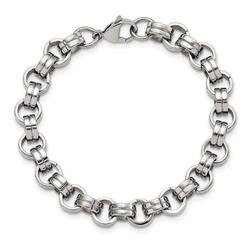 Edelstahl Chisel Poliert 8 Zoll Kreis Glieder Armband