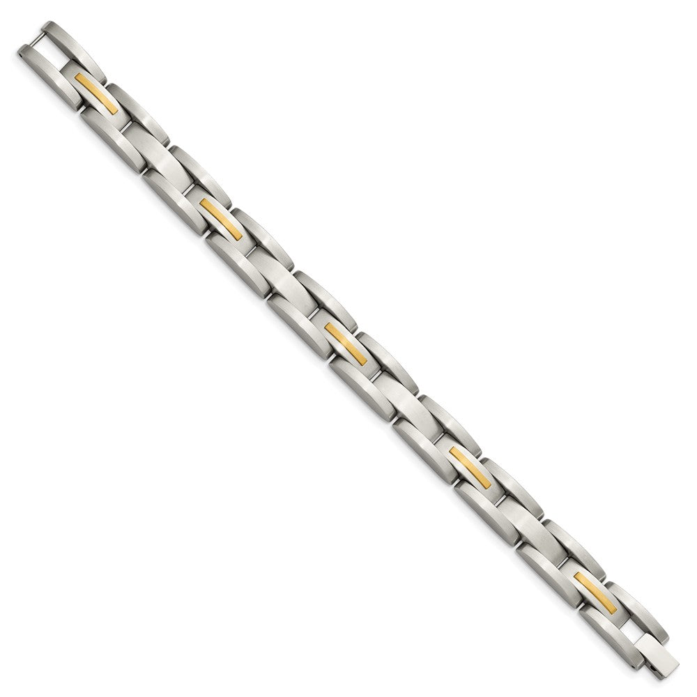 Edelstahl Chisel mit 14K Gold Akzente Gebürstet 8 Zoll Glieder Armband