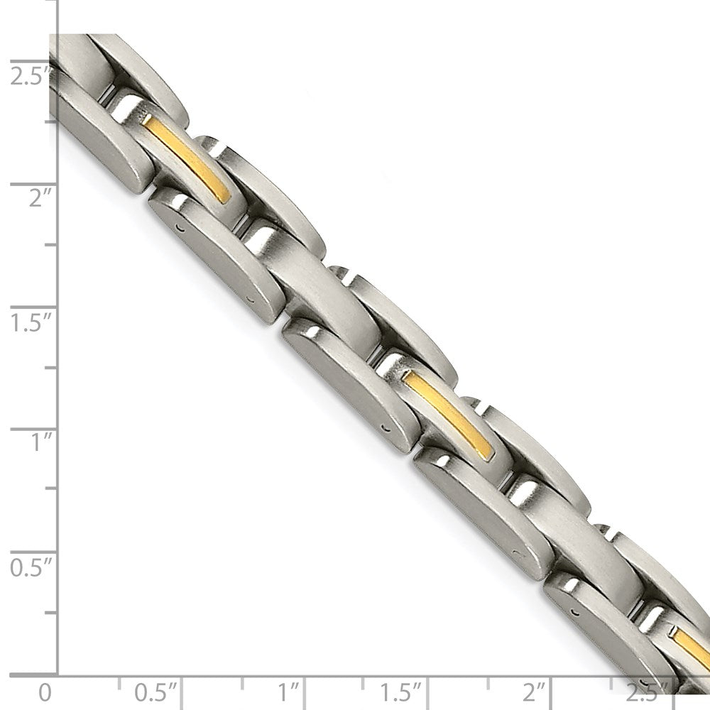 Edelstahl Chisel mit 14K Gold Akzente Gebürstet 8 Zoll Glieder Armband
