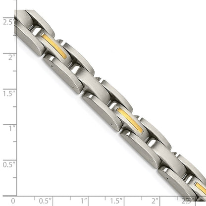 Edelstahl Chisel mit 14K Gold Akzente Gebürstet 8 Zoll Glieder Armband