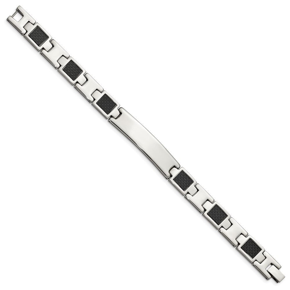 Edelstahl Chisel Gebürstet und Poliert Schwarz Karbon Faser Einlage 8.5 Zoll Id Armband