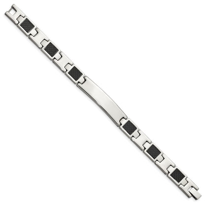 Edelstahl Chisel Gebürstet und Poliert Schwarz Karbon Faser Einlage 8.5 Zoll Id Armband