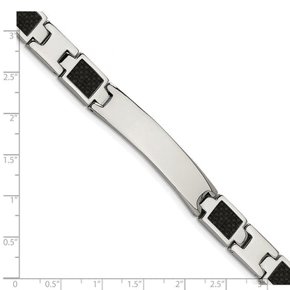 Edelstahl Chisel Gebürstet und Poliert Schwarz Karbon Faser Einlage 8.5 Zoll Id Armband