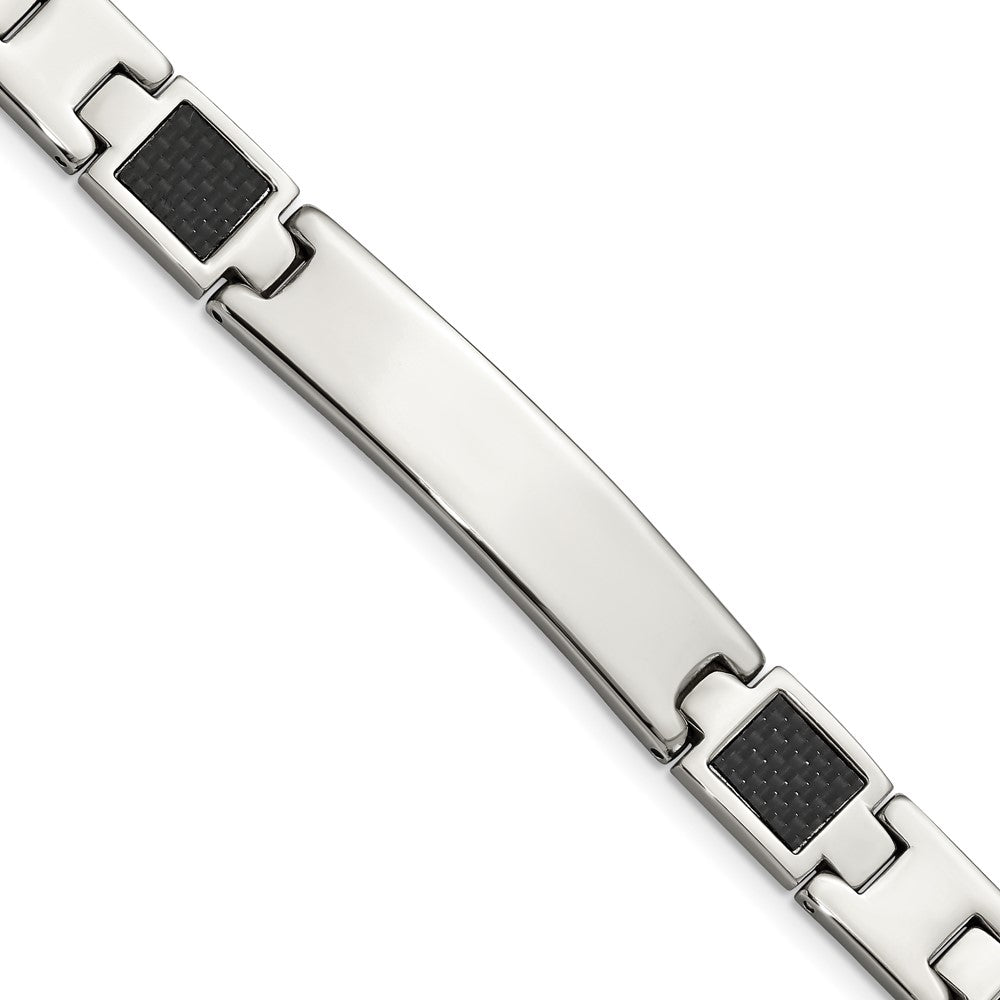 Edelstahl Chisel Gebürstet und Poliert Schwarz Karbon Faser Einlage 8.5 Zoll Id Armband