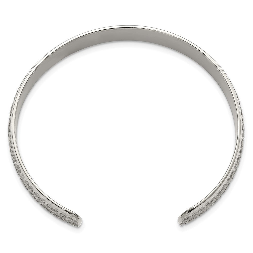 Edelstahl Poliert & Lasergraviert-cut Herzen Manschette Armreif