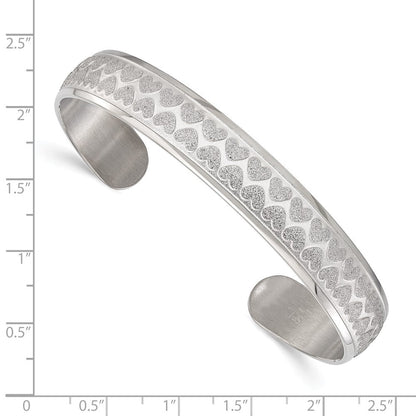 Edelstahl Poliert & Lasergraviert-cut Herzen Manschette Armreif