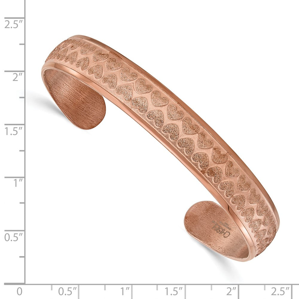 Edelstahl Rose Ip-beschichtet Lasergeschnitten Herz Manschette Armreif
