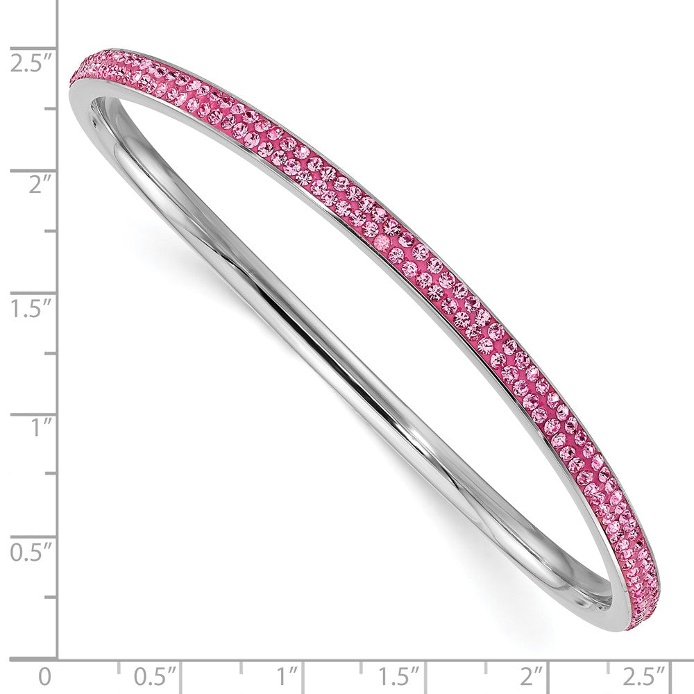 Edelstahl Poliert Rosa Kristall Gewellt Armreif