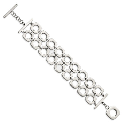 8 Zoll Edelstahl Poliert Doppelt Reihe Quadratisch 8 Zoll Knebel Armband