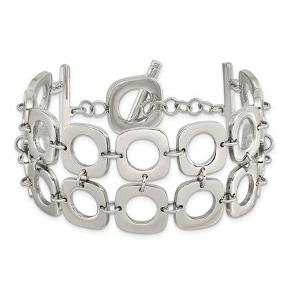 8 Zoll Edelstahl Poliert Doppelt Reihe Quadratisch 8 Zoll Knebel Armband
