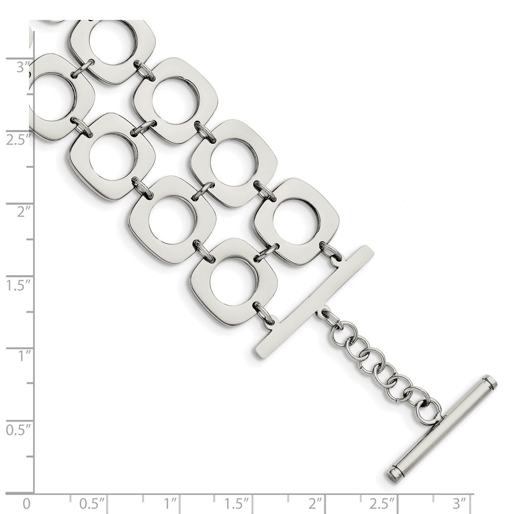 8 Zoll Edelstahl Poliert Doppelt Reihe Quadratisch 8 Zoll Knebel Armband