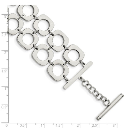 8 Zoll Edelstahl Poliert Doppelt Reihe Quadratisch 8 Zoll Knebel Armband